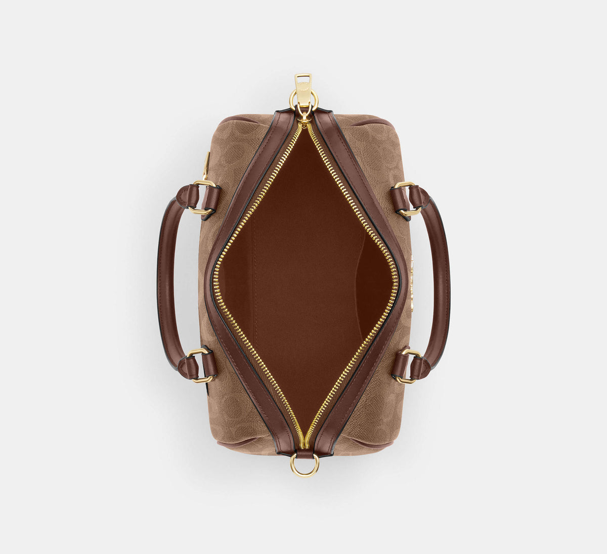 Coach Rowan Satchel Bag In Signature -  Gold/Tan/Brown - Hemen Teslimde