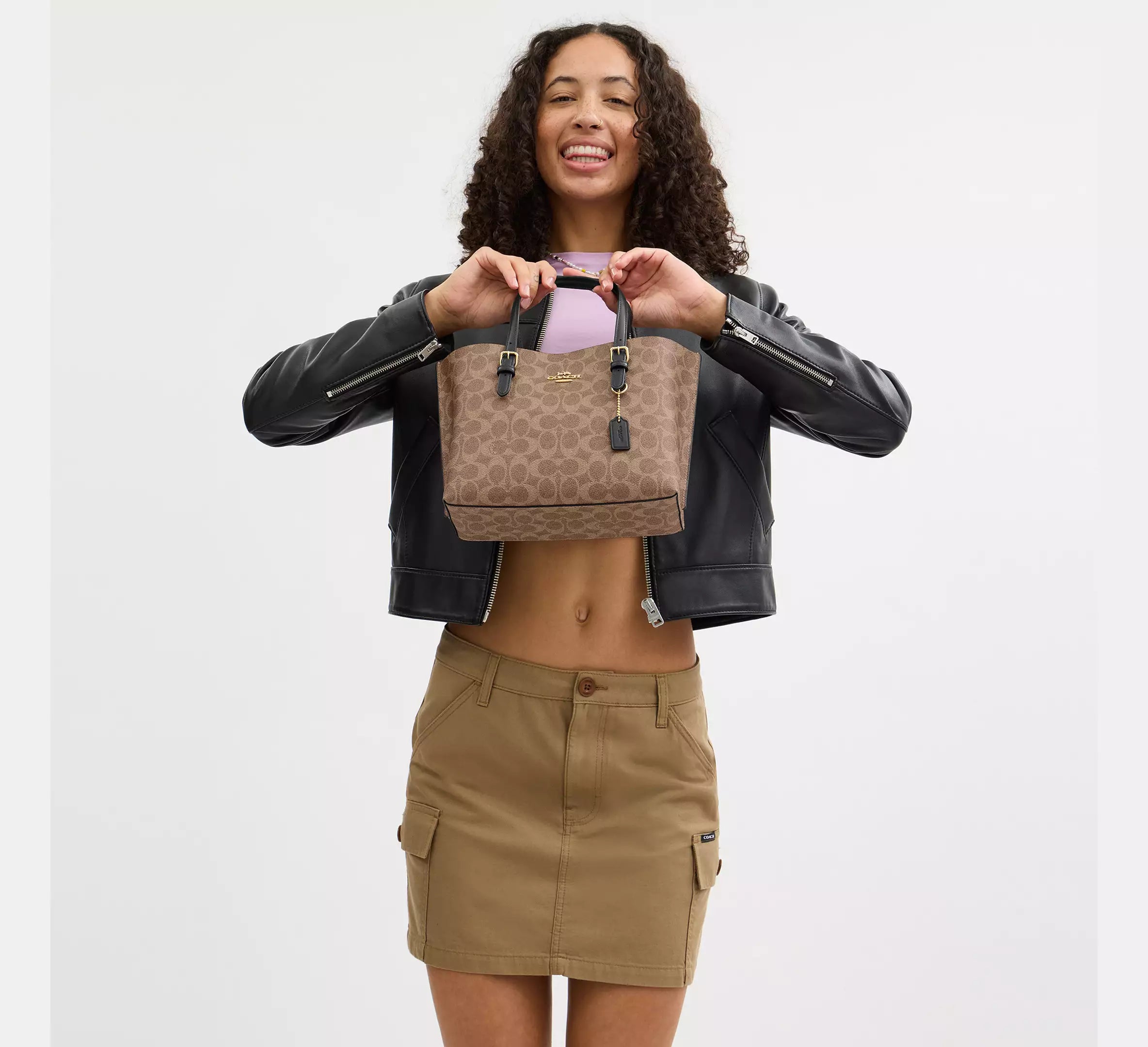 Coach Mollie Tote Bag 25 In Signature - Gold/Tan/Black