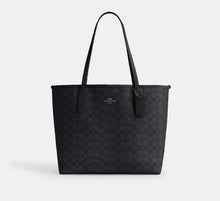 Coach City Tote Bag In Signature - Gunmetal/Charcoal/Black