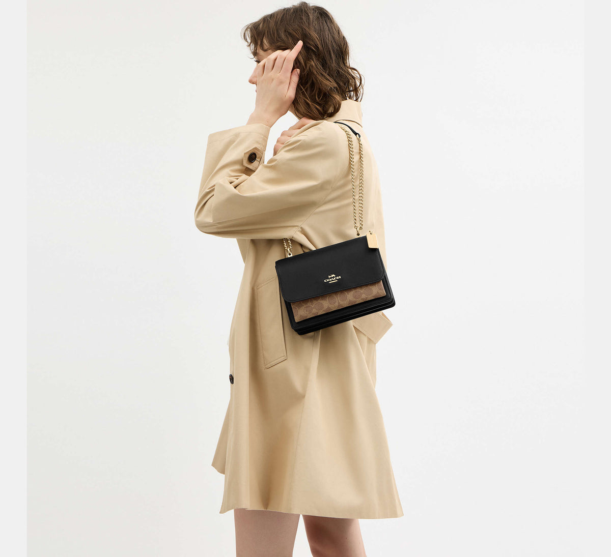 Coach Klare Crossbody Bag in Signature - Gold/Tan/Black Multi
