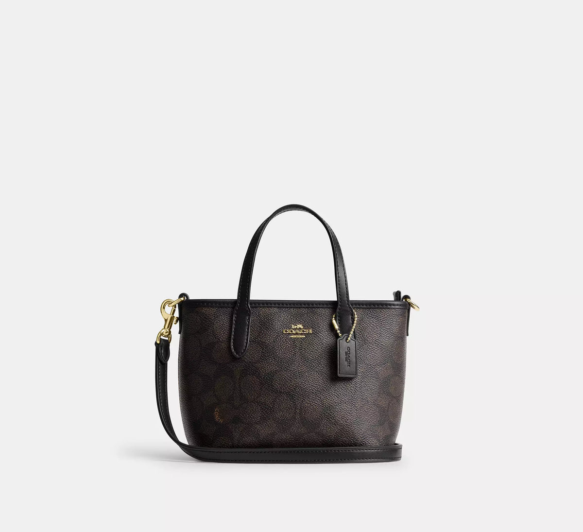 Coach City Mini Tote Bag In Signature   -  Gold/Walnut/Black - Hemen Teslimde
