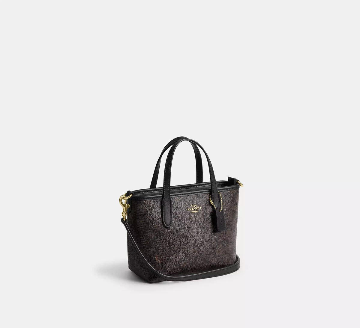 Coach City Mini Tote Bag In Signature   -  Gold/Walnut/Black - Hemen Teslimde