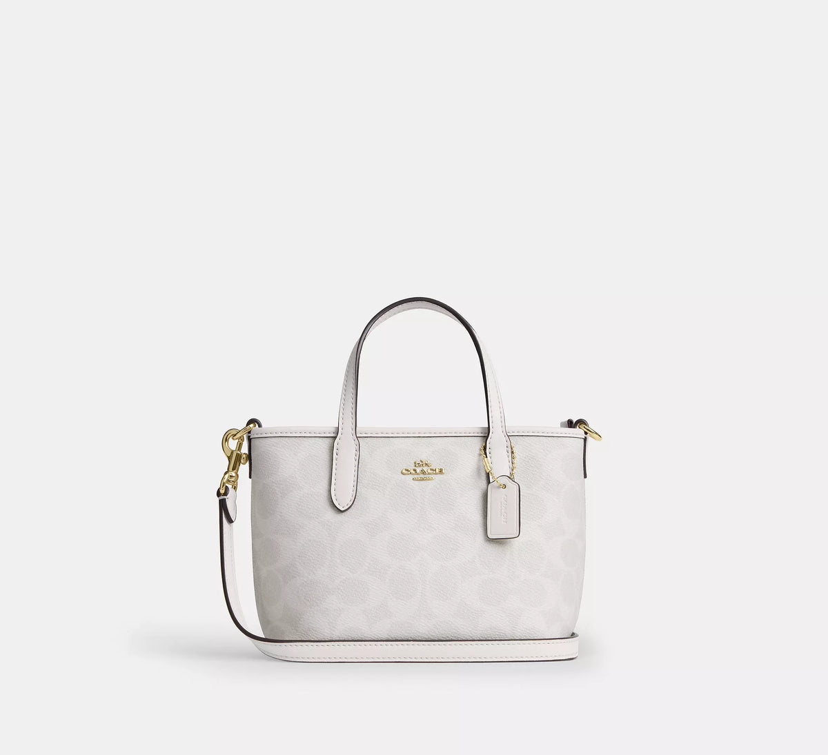 Coach City Mini Tote Bag In Signature   -  Gold/White/Chalk - Hemen Teslimde