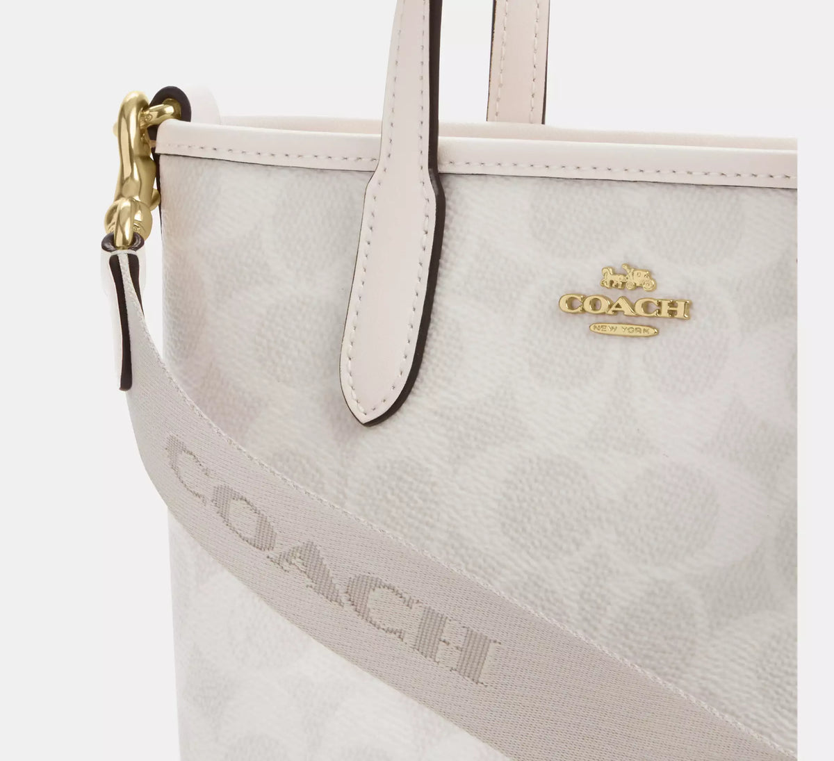 Coach City Mini Tote Bag In Signature   -  Gold/White/Chalk - Hemen Teslimde