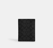 Coach  Passport Card Case In Signature  - Gunmetal/Charcoal/Black