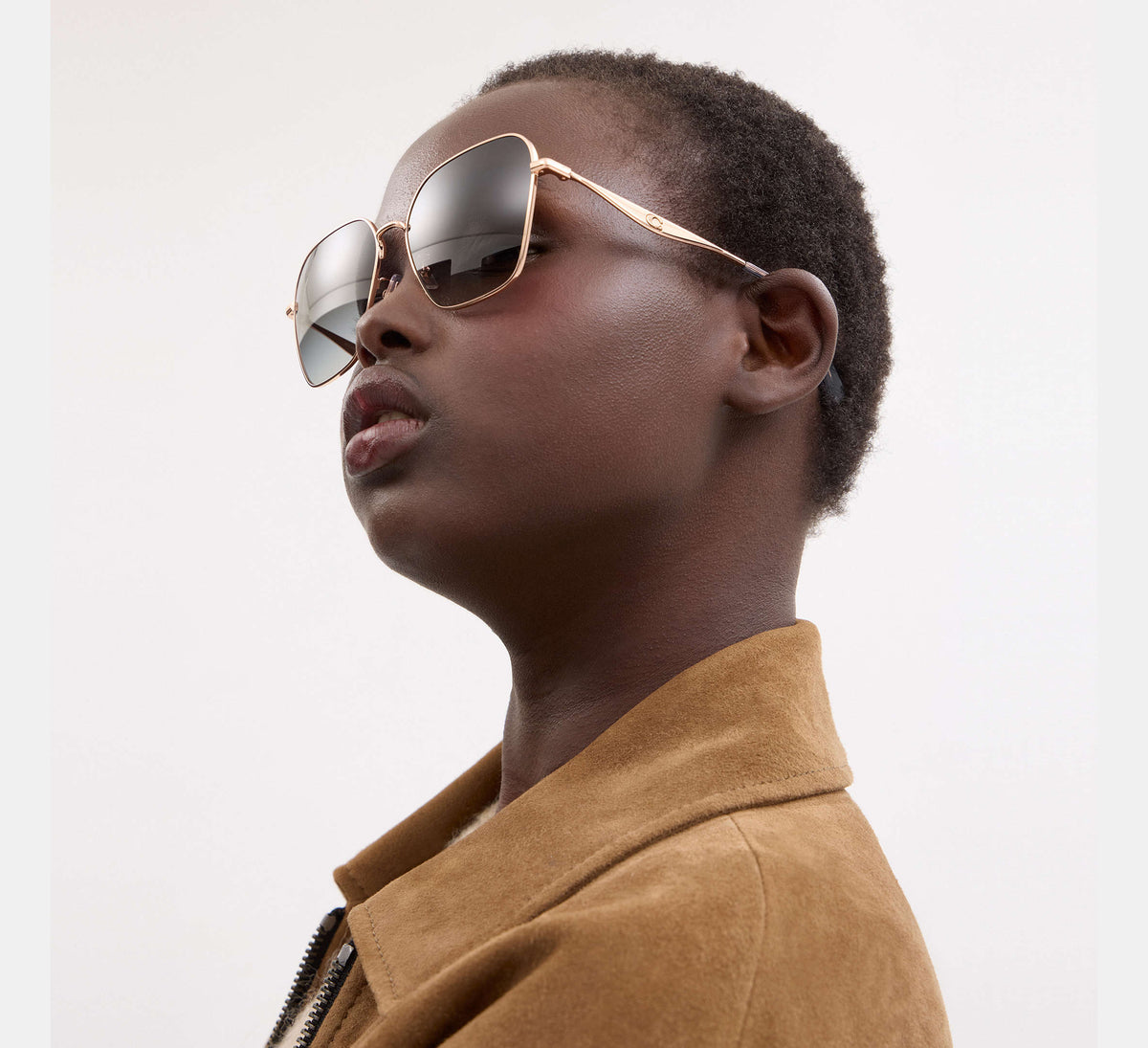 Coach C Hardware Metal Oversized Square Sunglasses -  Grey Gradient