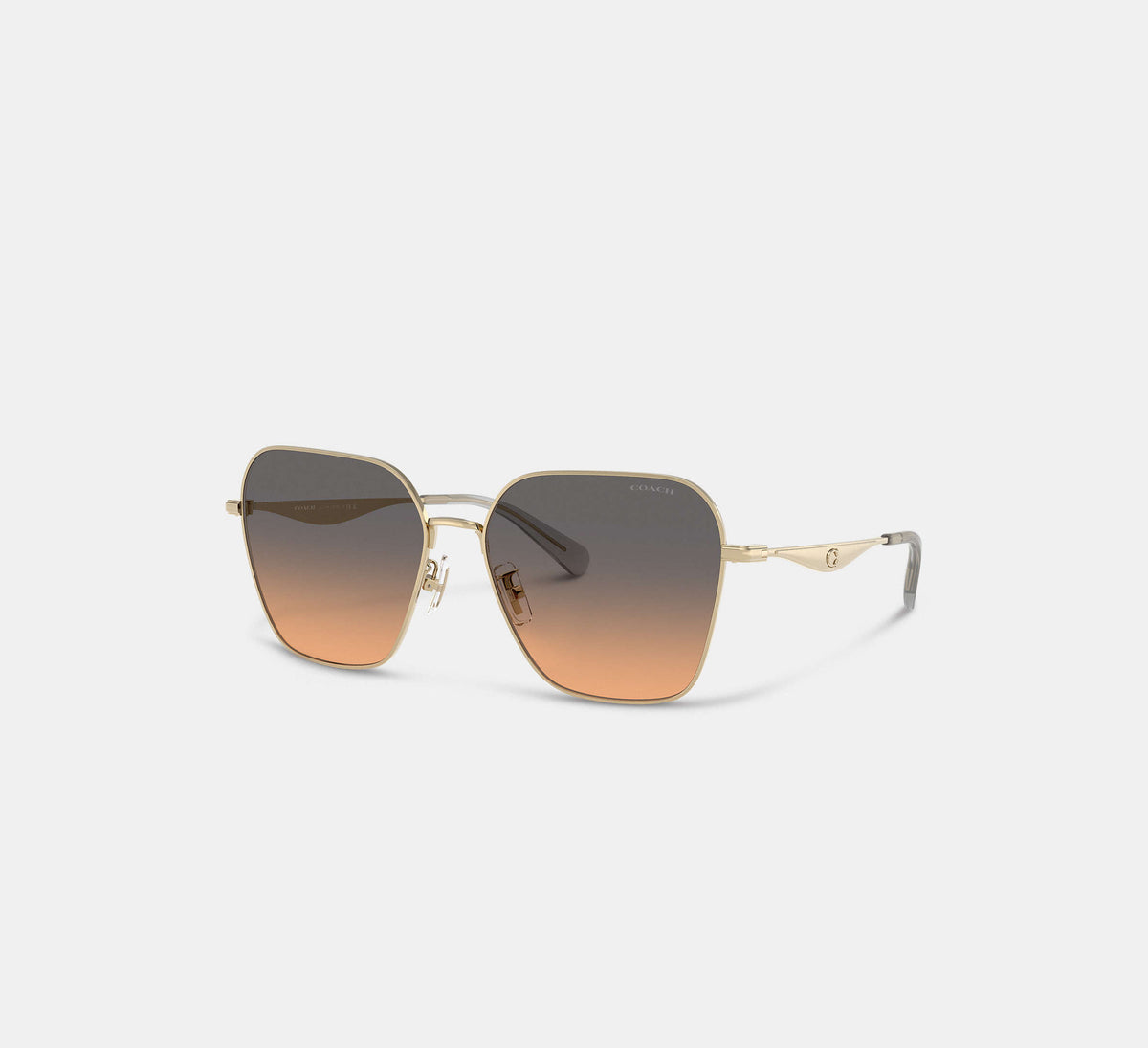 Coach C Hardware Metal Oversized Square Sunglasses -  Peach Blush