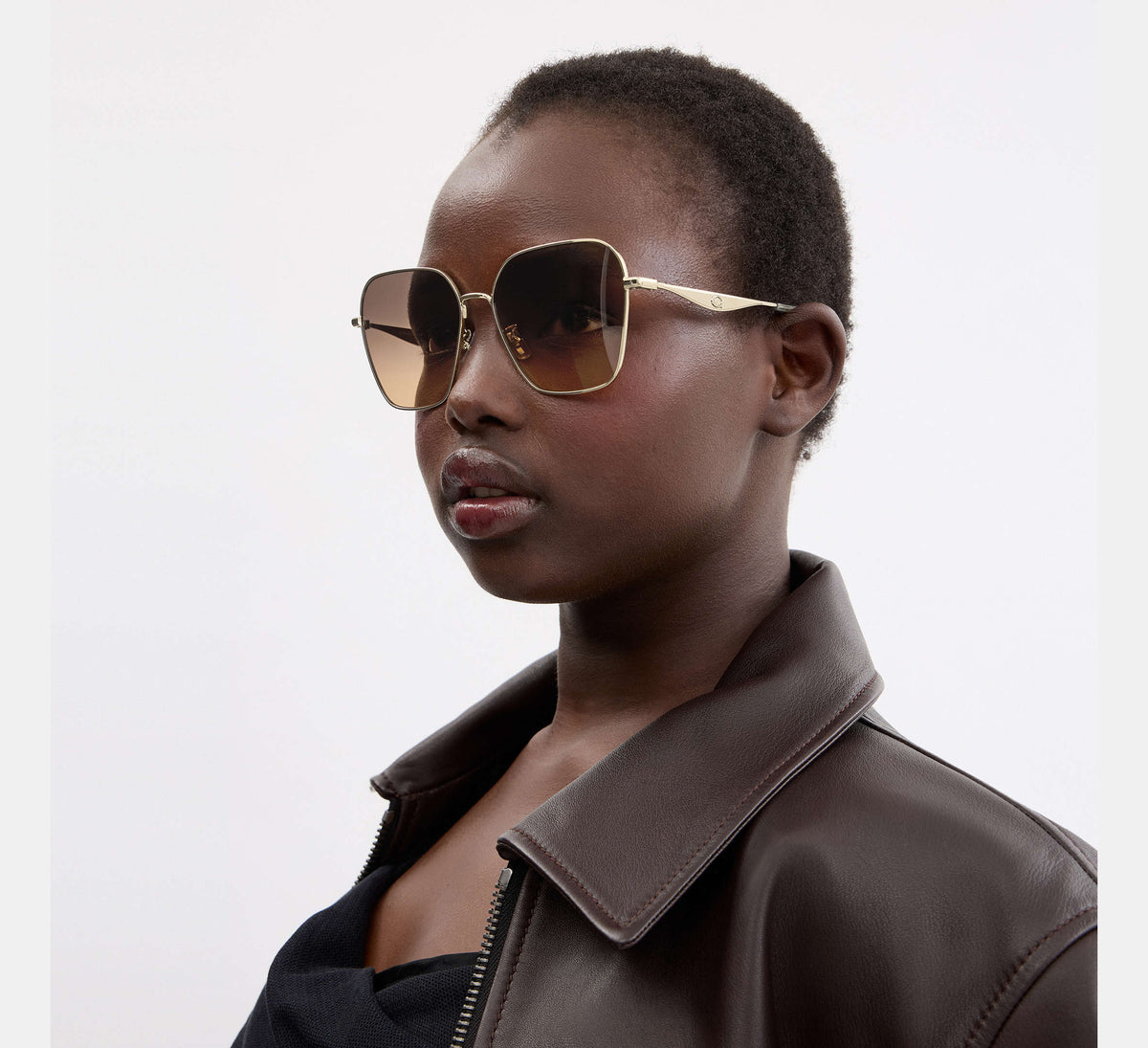 Coach C Hardware Metal Oversized Square Sunglasses -  Peach Blush