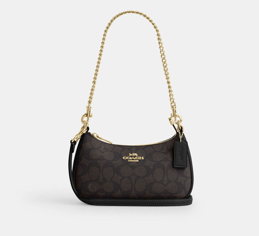 Coach Teri Mini Crossbody Bag In Signature - Gold/Walnut/Black