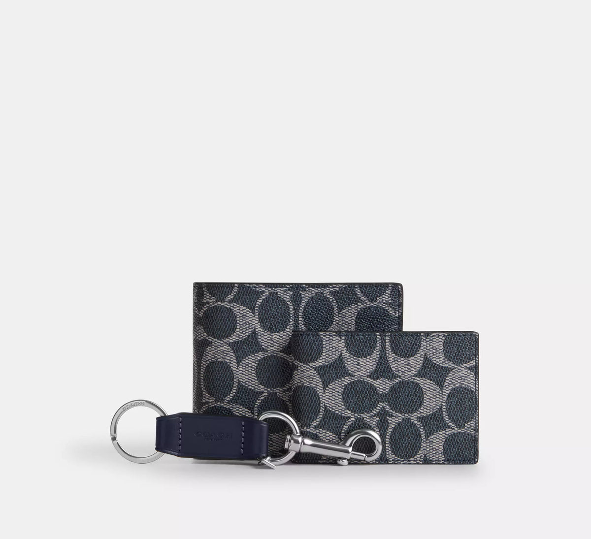 Coach Boxed 3-In-1 Wallet Gift Set In Signature - Silver/Denim Chalk