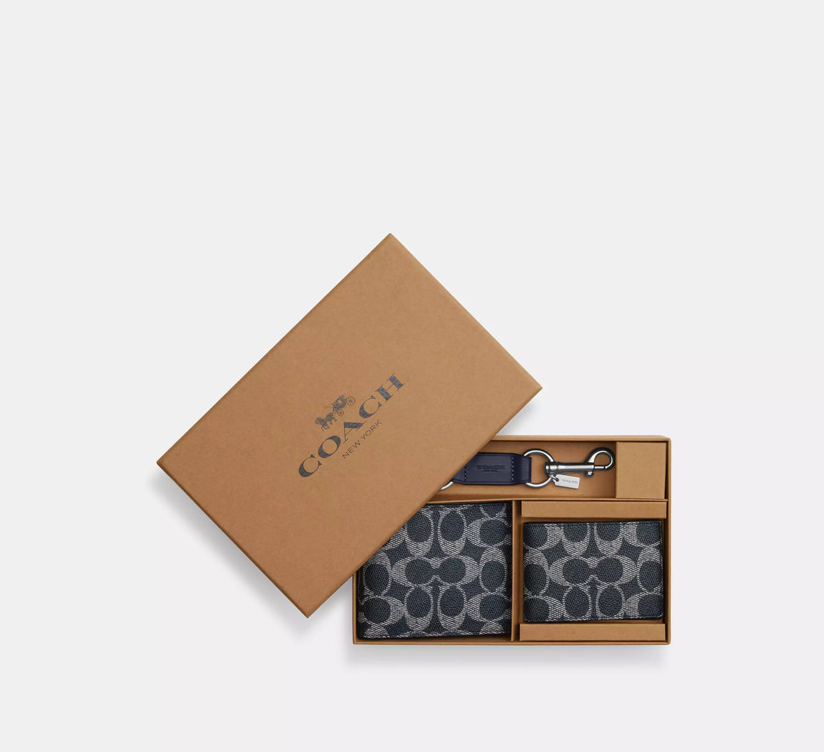 Coach Boxed 3-In-1 Wallet Gift Set In Signature - Silver/Denim Chalk