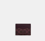 Coach Slim Id Card Case In Signature - Black Currant
