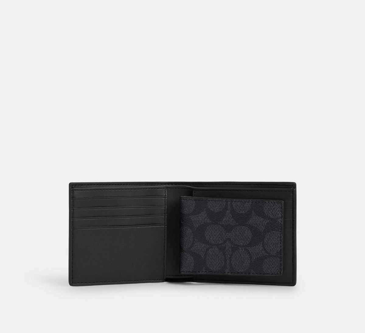 Coach 3 In 1 Wallet In Signature Canvas-Charcoal/Black