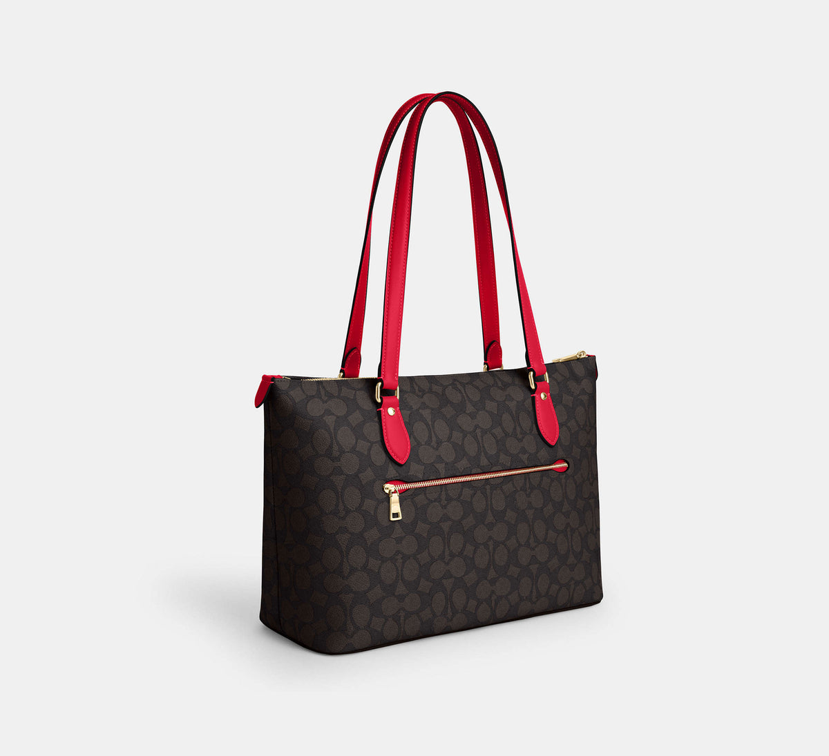 Coach Gallery Tote Bag Walnut Bold Red Hemen Teslimde