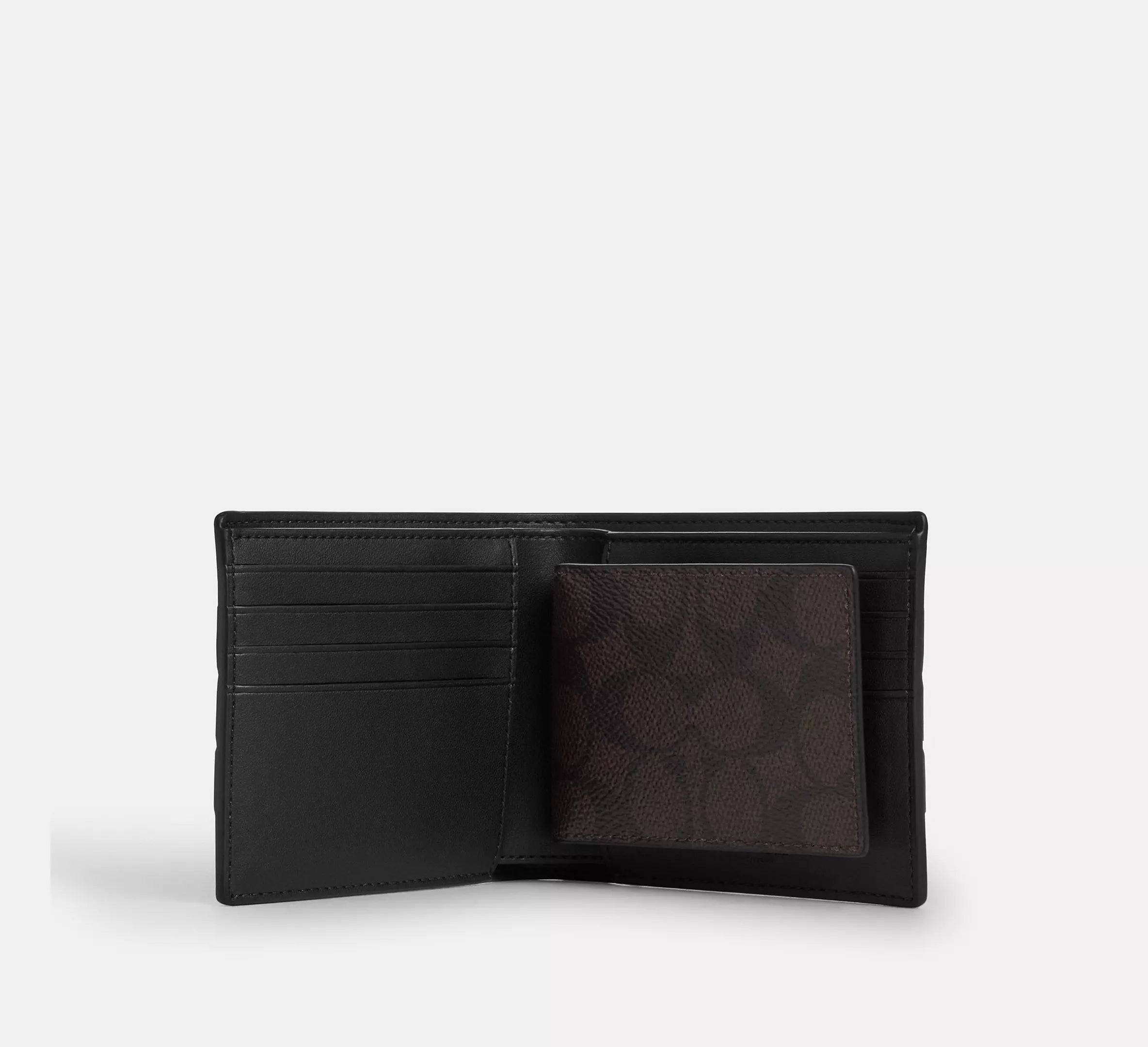 Coach 3-In-1 Wallet In Signature Canvas With Varsity Stripe - Walnut Multi