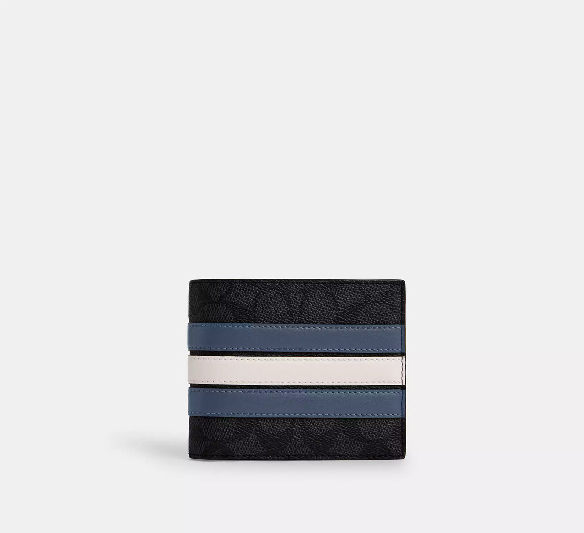 Coach 3-In-1 Wallet In Signature Canvas With Varsity Stripe - Charcoal/Denim/Chalk