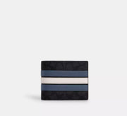 Coach 3-In-1 Wallet In Signature Canvas With Varsity Stripe - Charcoal/Denim/Chalk