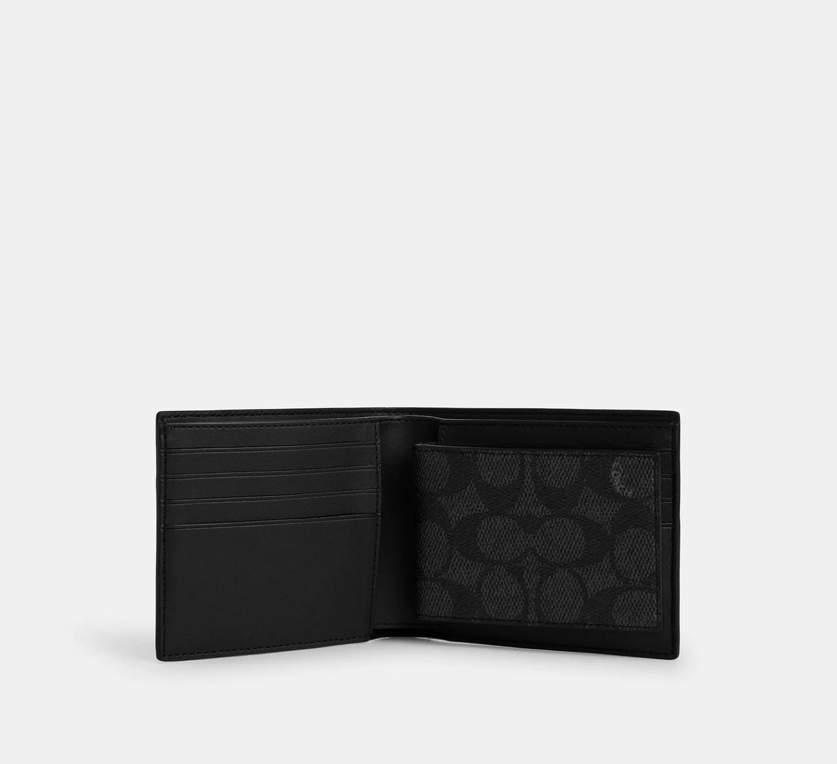 Coach 3-In-1 Wallet In Signature Canvas With Varsity Stripe - Charcoal/Denim/Chalk