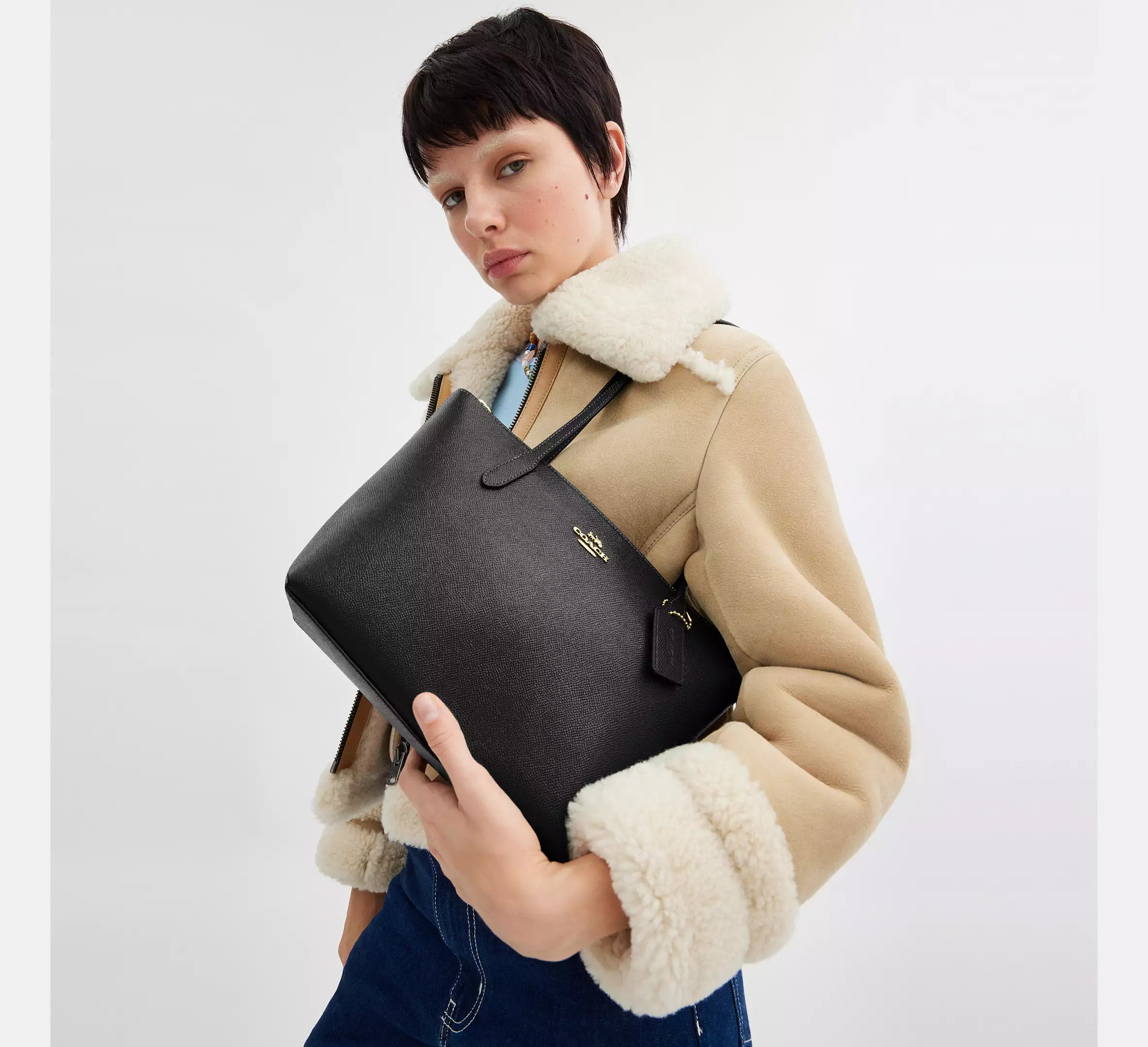 Coach Fiona Zip Tote Bag - Gold/Black