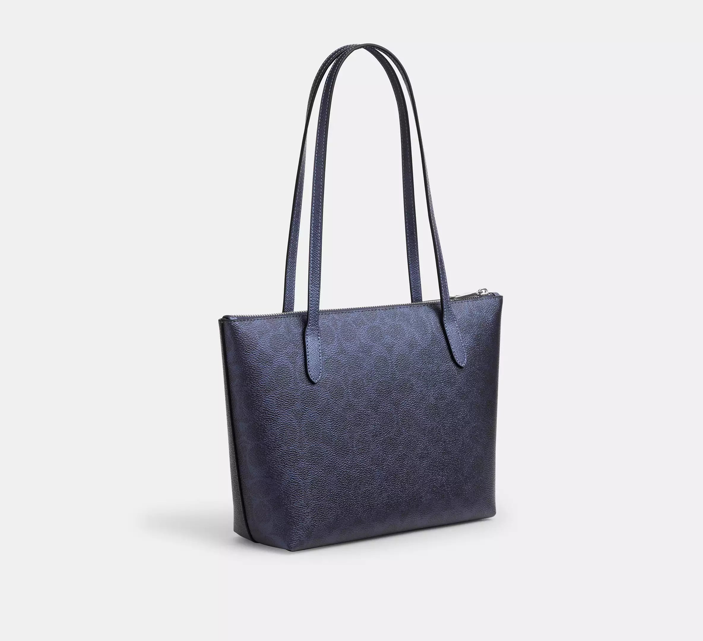 Coach Fiona Zip Tote Bag In Signature   - Sv/Blue/Navy