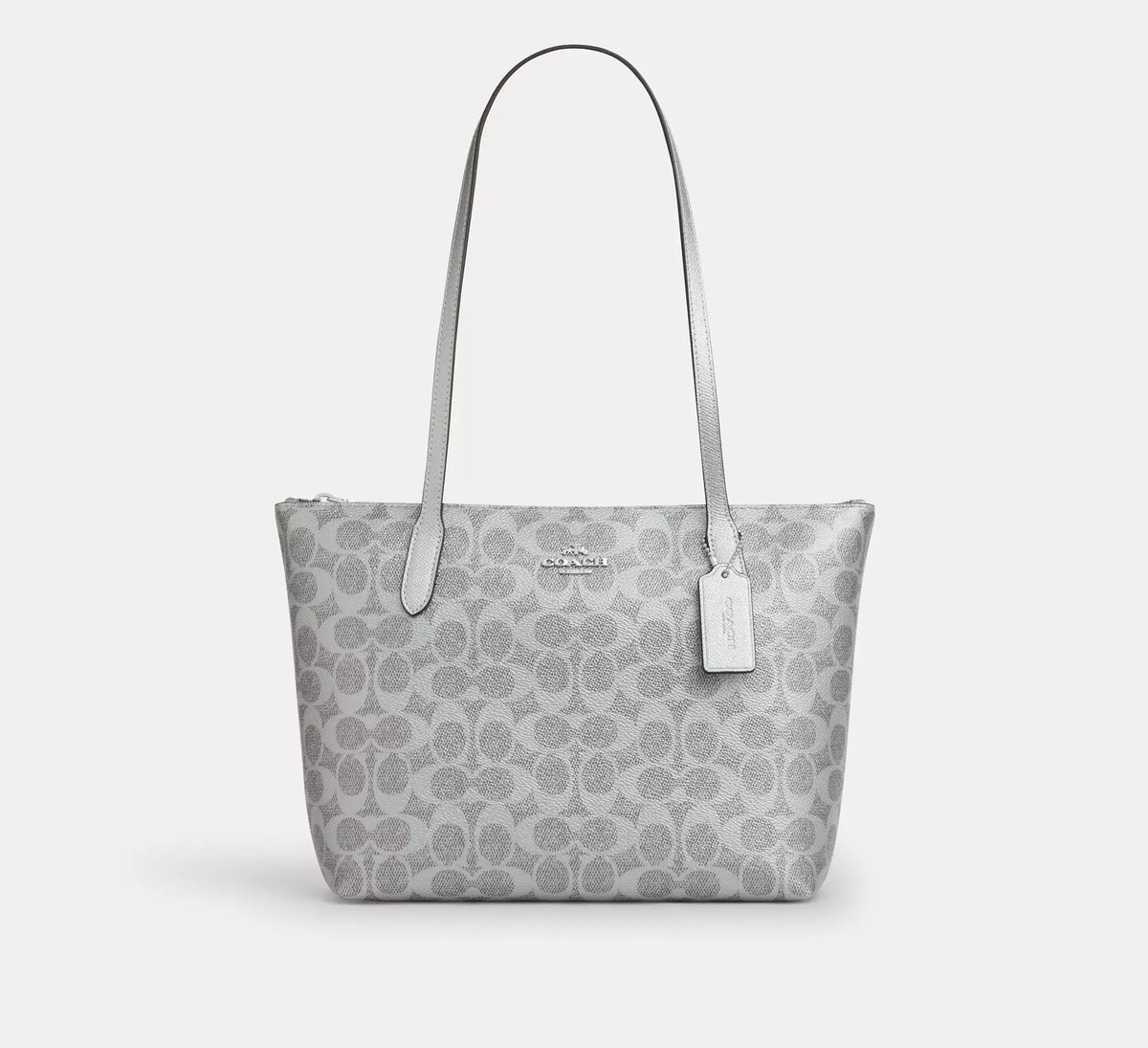 Coach Fiona Zip Tote Bag In Signature - Sv/Gray/Silver - Hemen