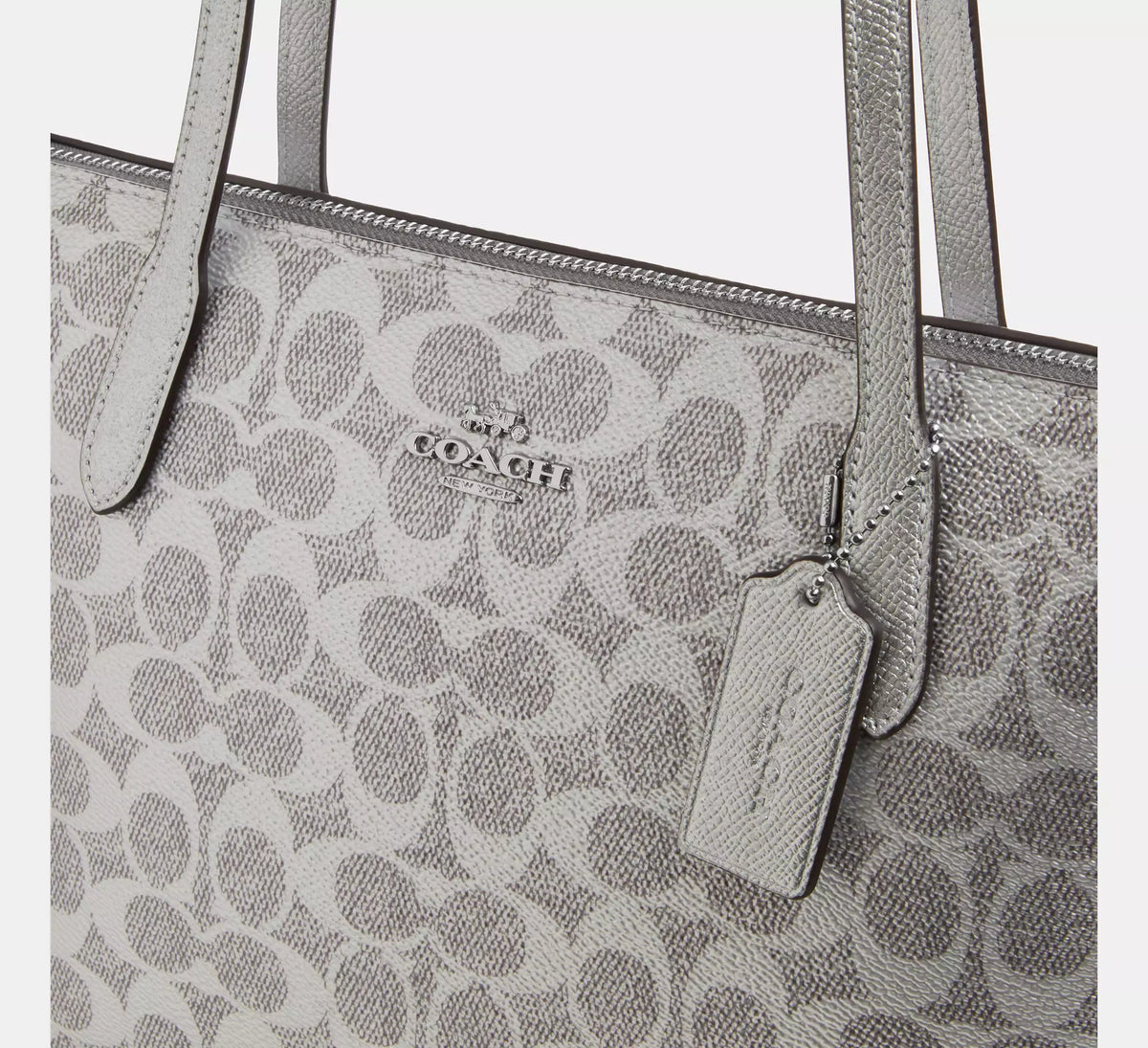 Coach Fiona Zip Tote Bag In Signature - Sv/Gray/Silver - Hemen