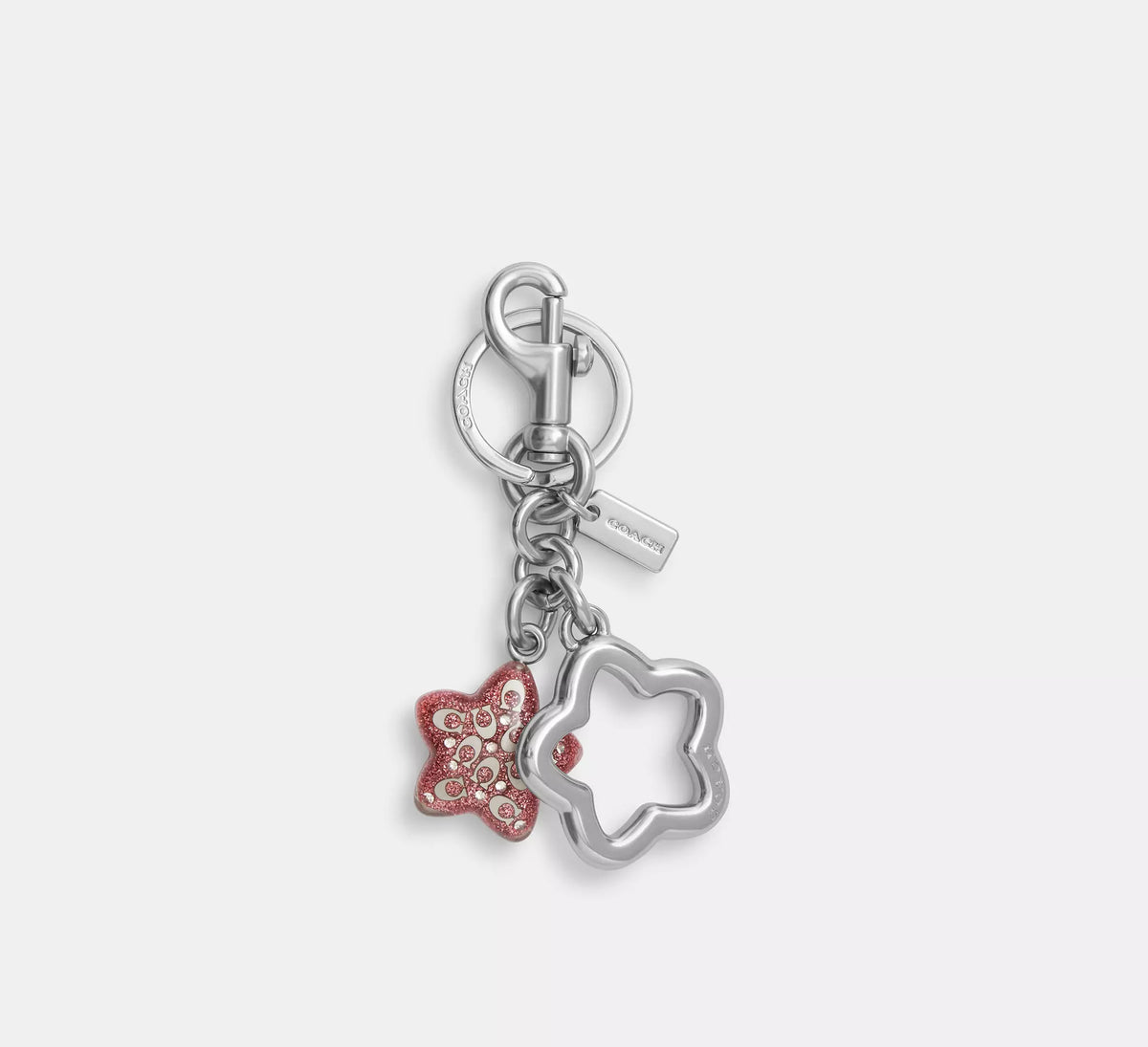 Coach Star Bag Charm  -  Silver/Pink Petal
