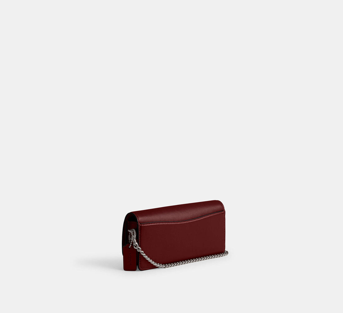 Coach Evie Long Wallet With Chain Silver/Dark Ruby