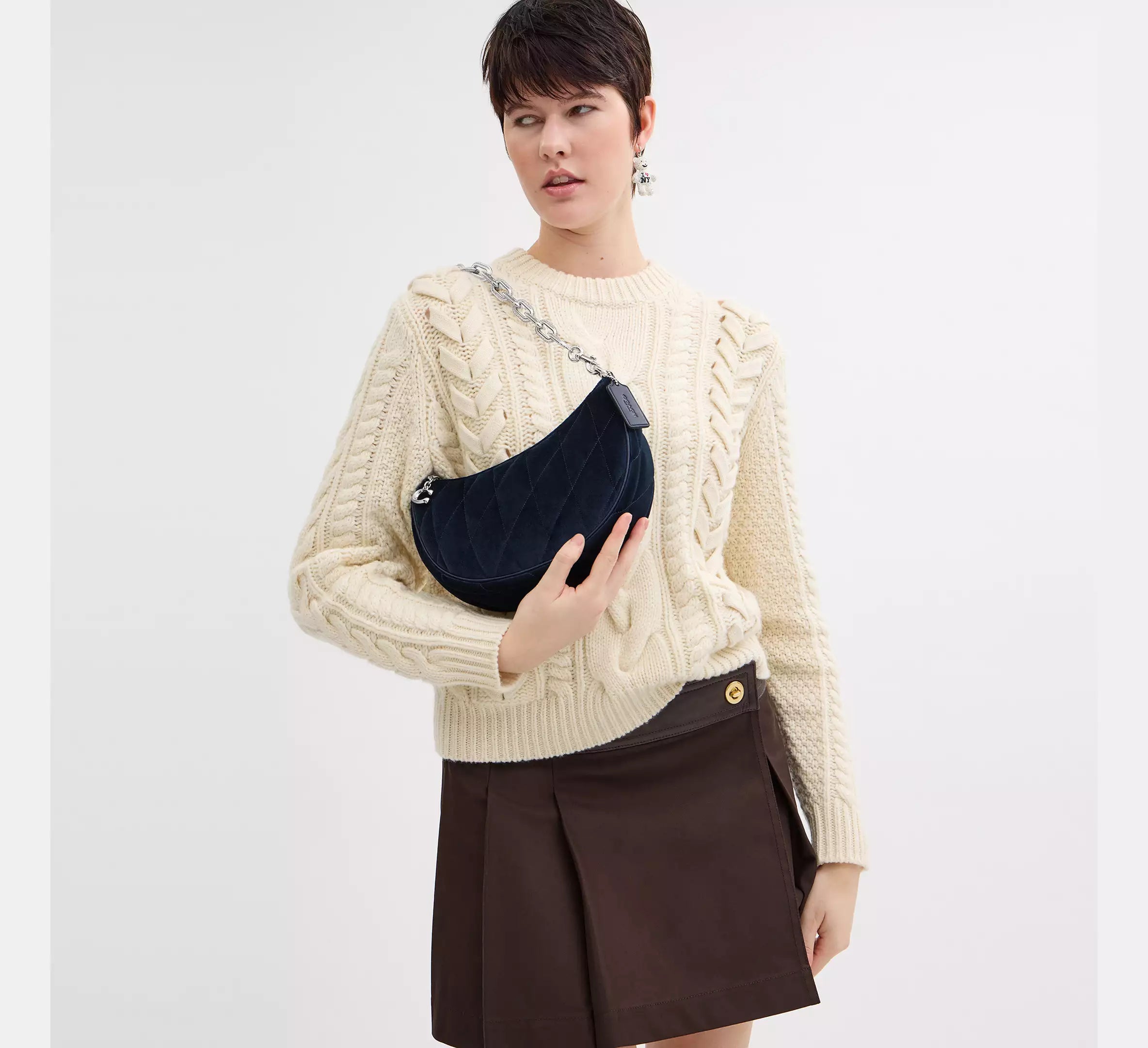 Coach Mira Shoulder Bag With Quilting -  Silver/Blue