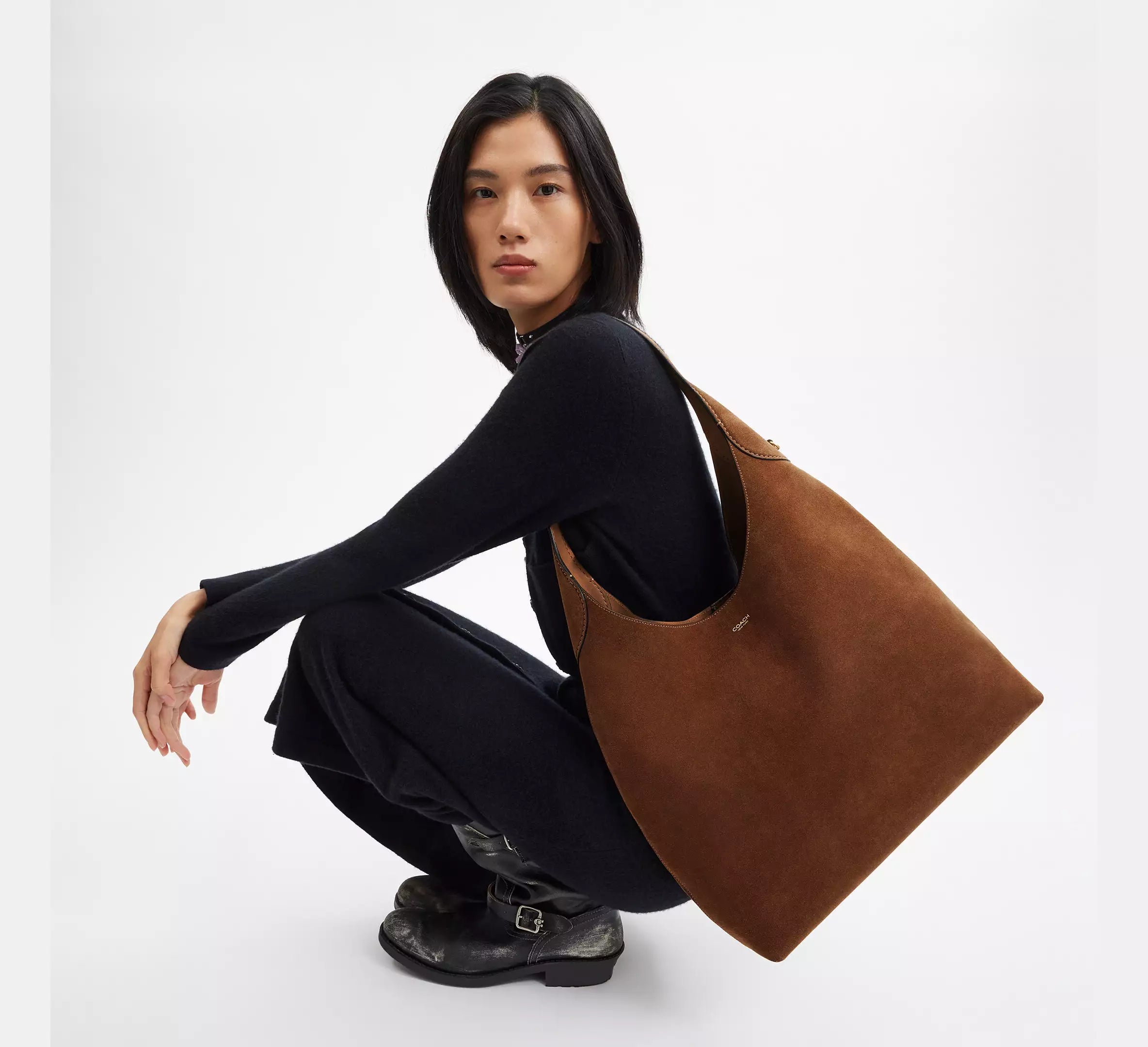 Coach Brooklyn Shoulder Bag 39 - Suede/Brass/Warm Brown