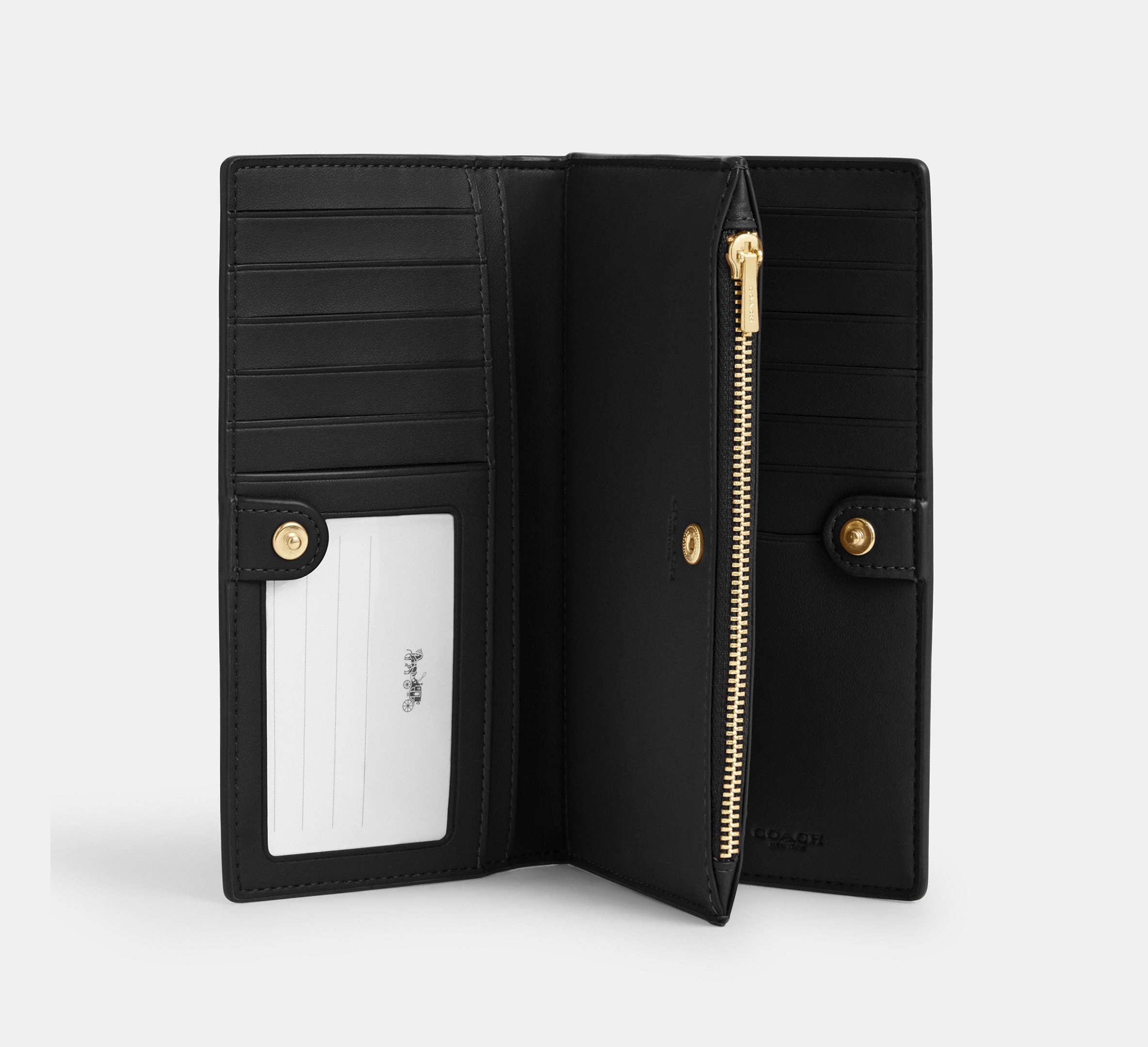 Coach Slim Zip Wallet - Gold/Walnut/Black