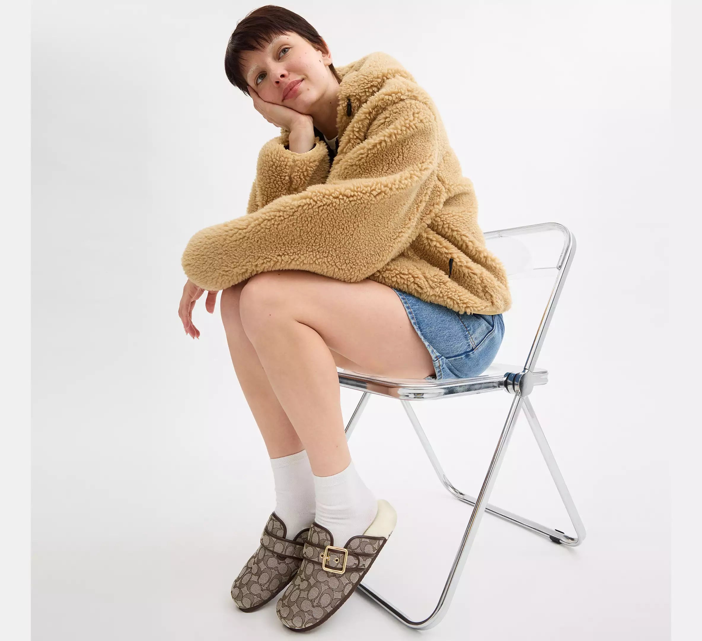 Coach Ashton Clog In Signature Jacquard  -   Oak/Maple