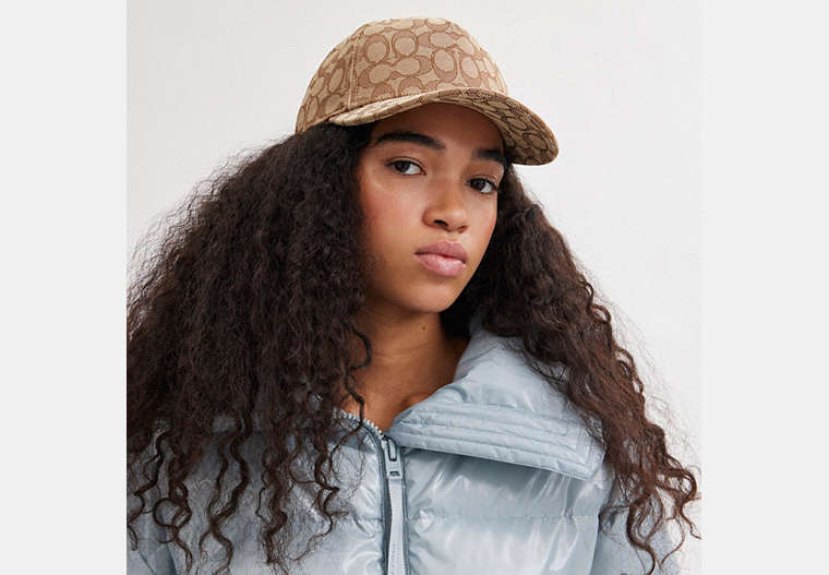 Coach Signature Jacquard Baseball Hat-Khaki