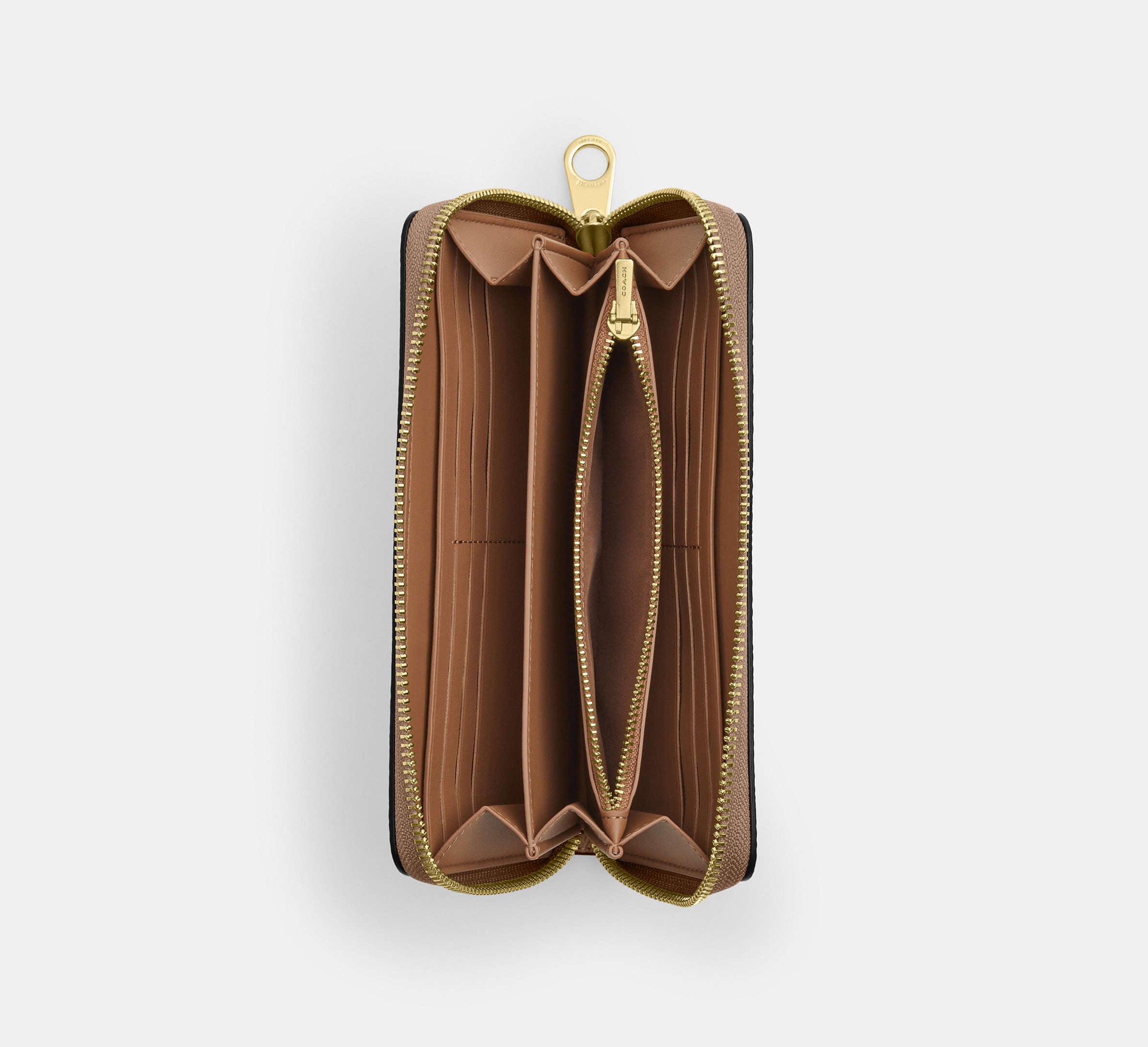 Coach Long Zip Around Wallet In Signature - Gold/Tan/Brown