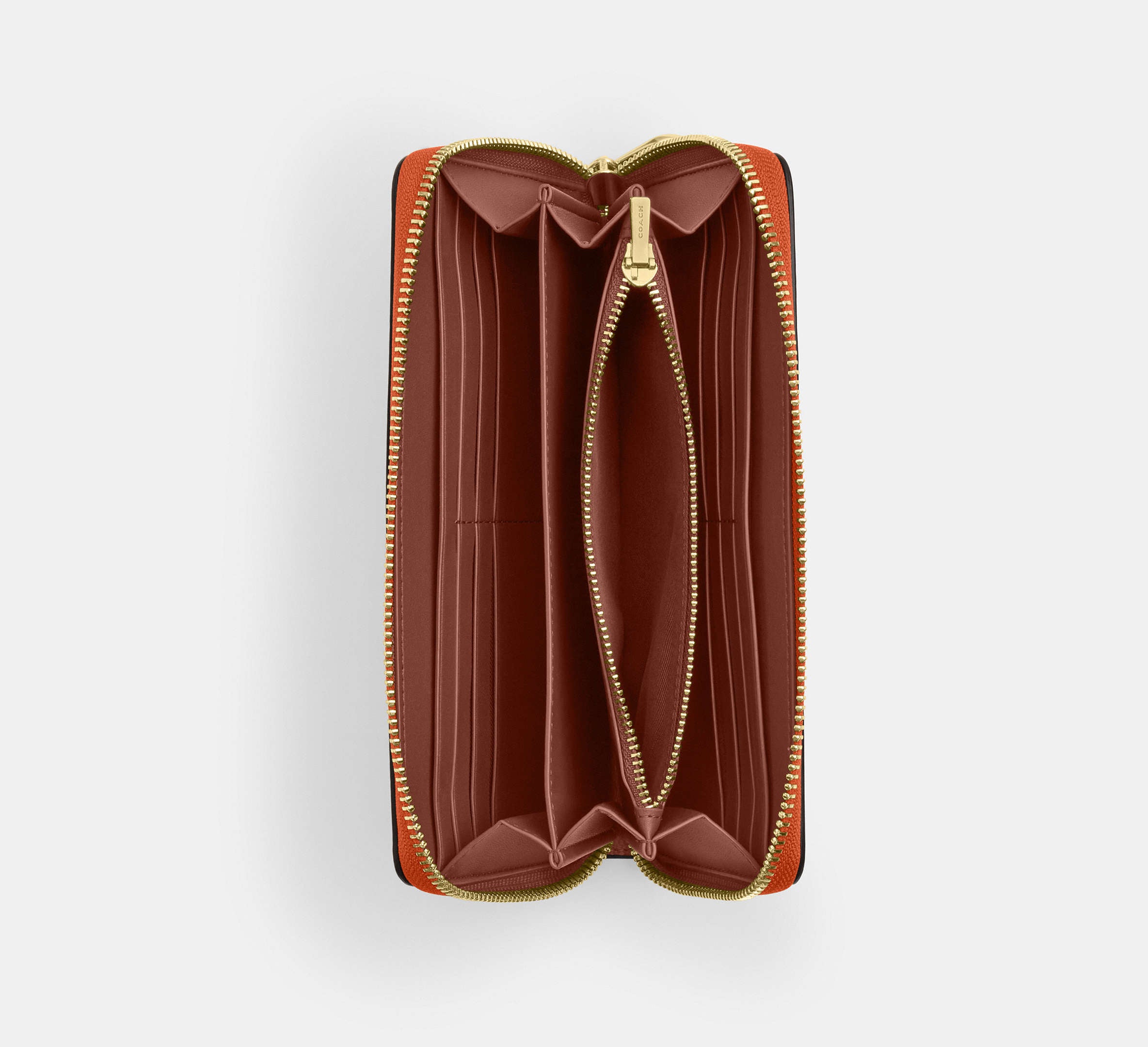 Coach Long Zip Around Wallet In Signature - Gold