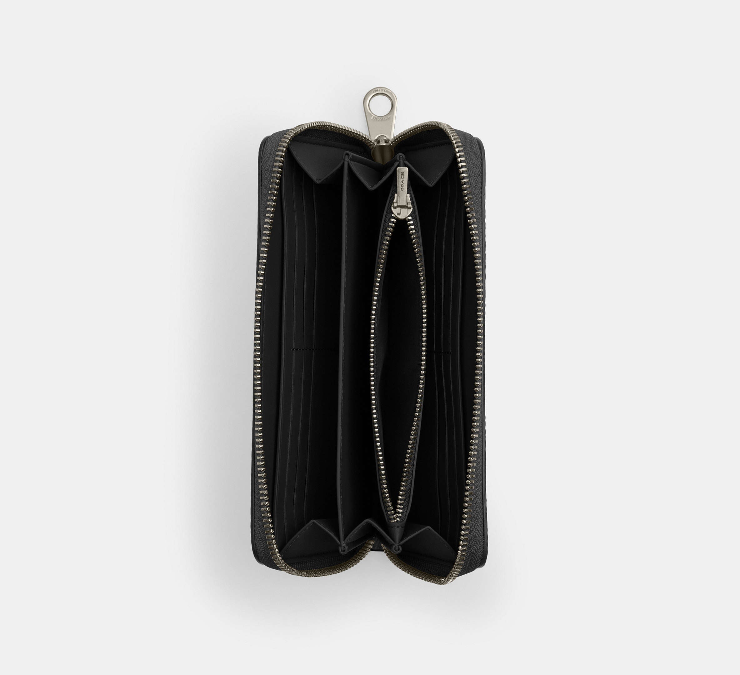 Coach Long Zip Around Wallet In Signature - Gunmetal/Charcoal/Black