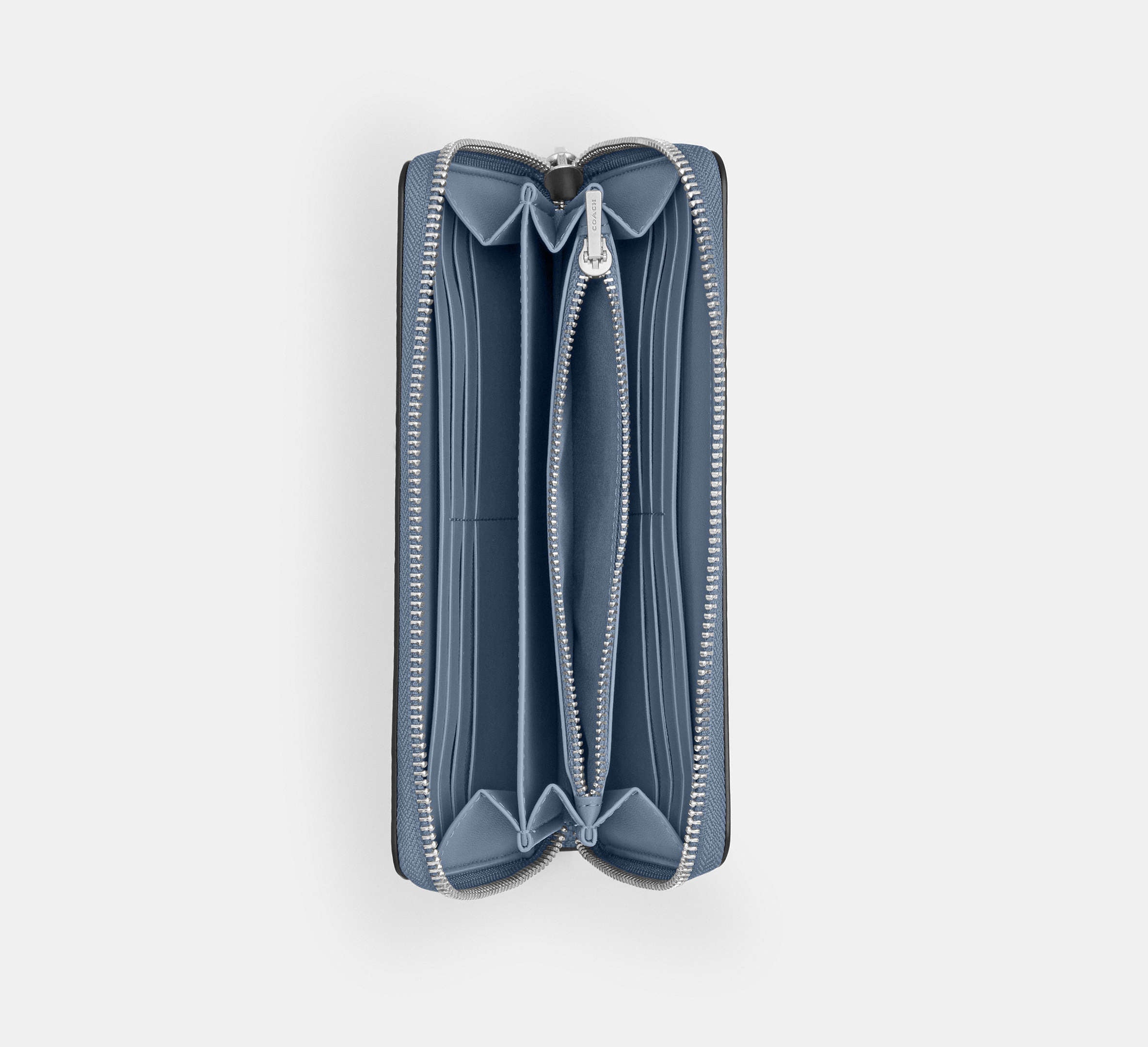 Coach Long Zip Around Wallet In Signature - Silver