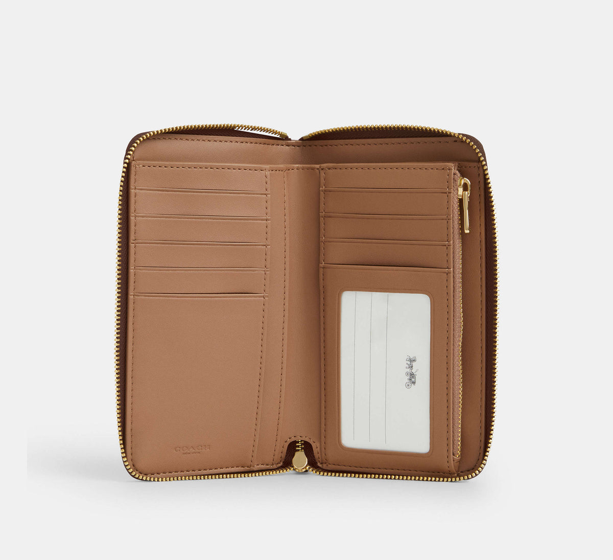 Coach Medium Id Zip Wallet In Signature - Gold/Tan/Brown