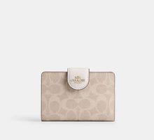Coach Medium Corner Zip Wallet In Signature 
 - Gold/Sand/Chalk
