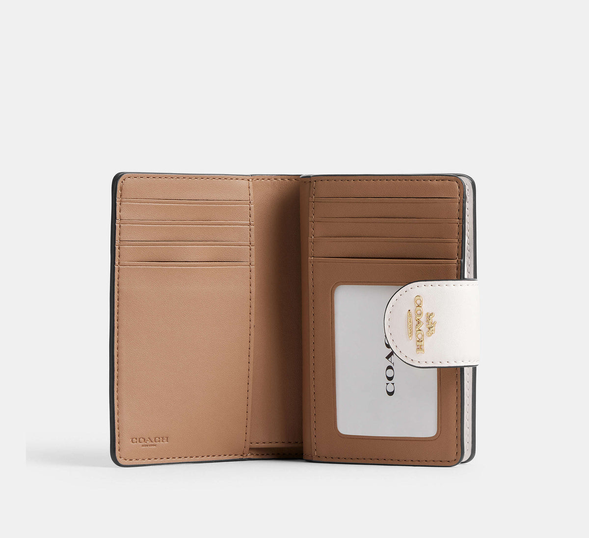 Coach Medium Corner Zip Wallet In Signature 
 - Gold/Sand/Chalk