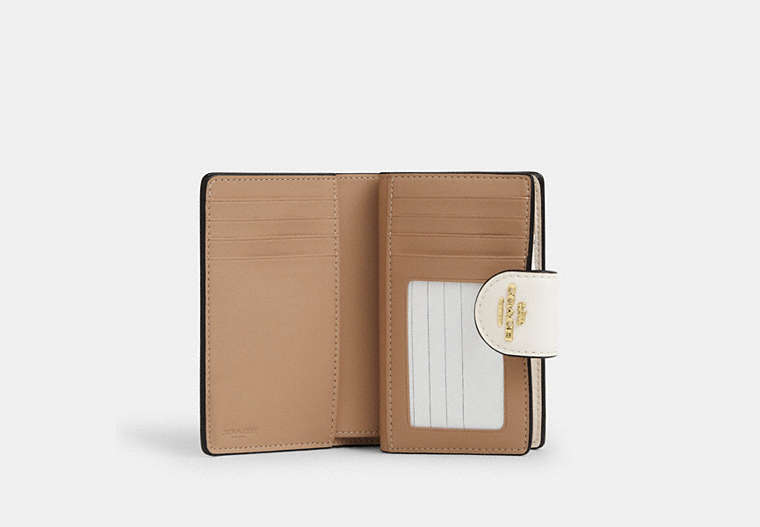Coach Medium Corner Zip Wallet In Signature  - Gold/White/Chalk
