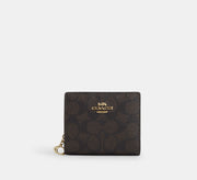 Coach Snap Wallet In Signature - Gold/Walnut/Black