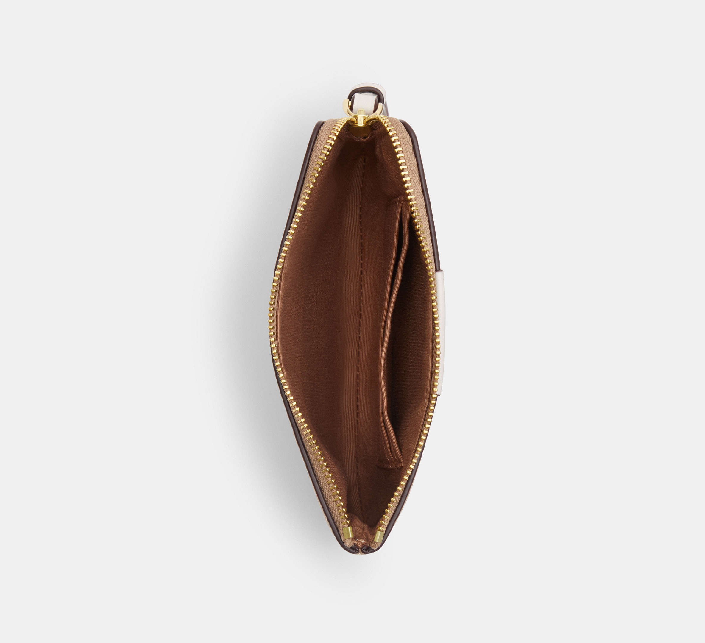 Coach Corner Zip Wristlet In Signature With Stripe - Gold/Sand