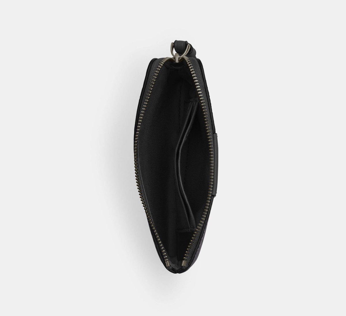 Coach Corner Zip Wristlet In Signature With Stripe - Gunmetal/Charcoal/Black
