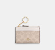 Coach Mini Skinny Id Case In Signature Gold/Sand/Chalk