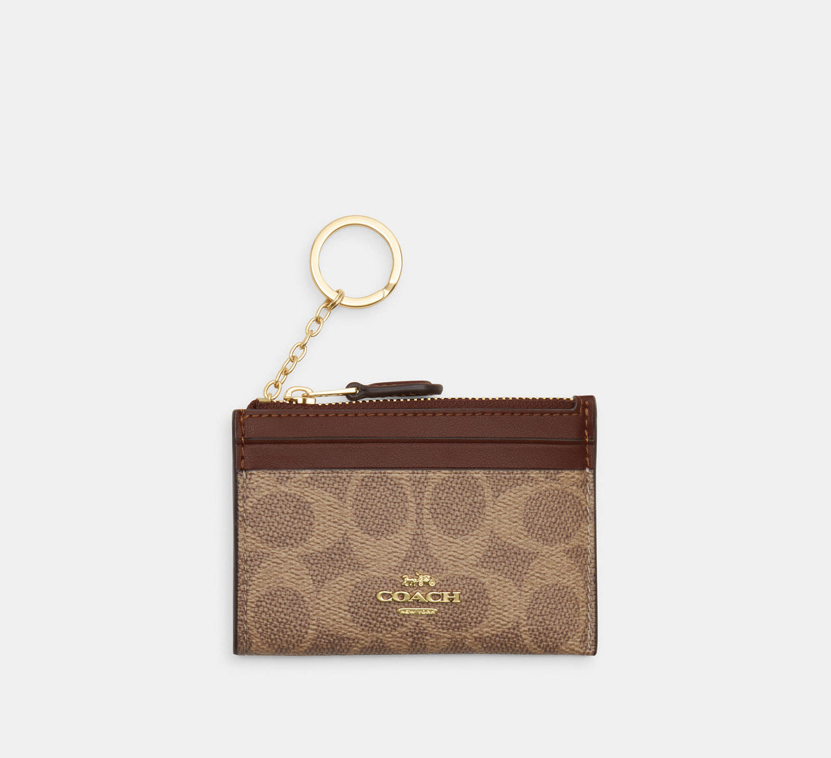Coach Mini Skinny Id Case In Signature  - Gold/Tan/Brown
