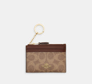 Coach Mini Skinny Id Case In Signature  - Gold/Tan/Brown