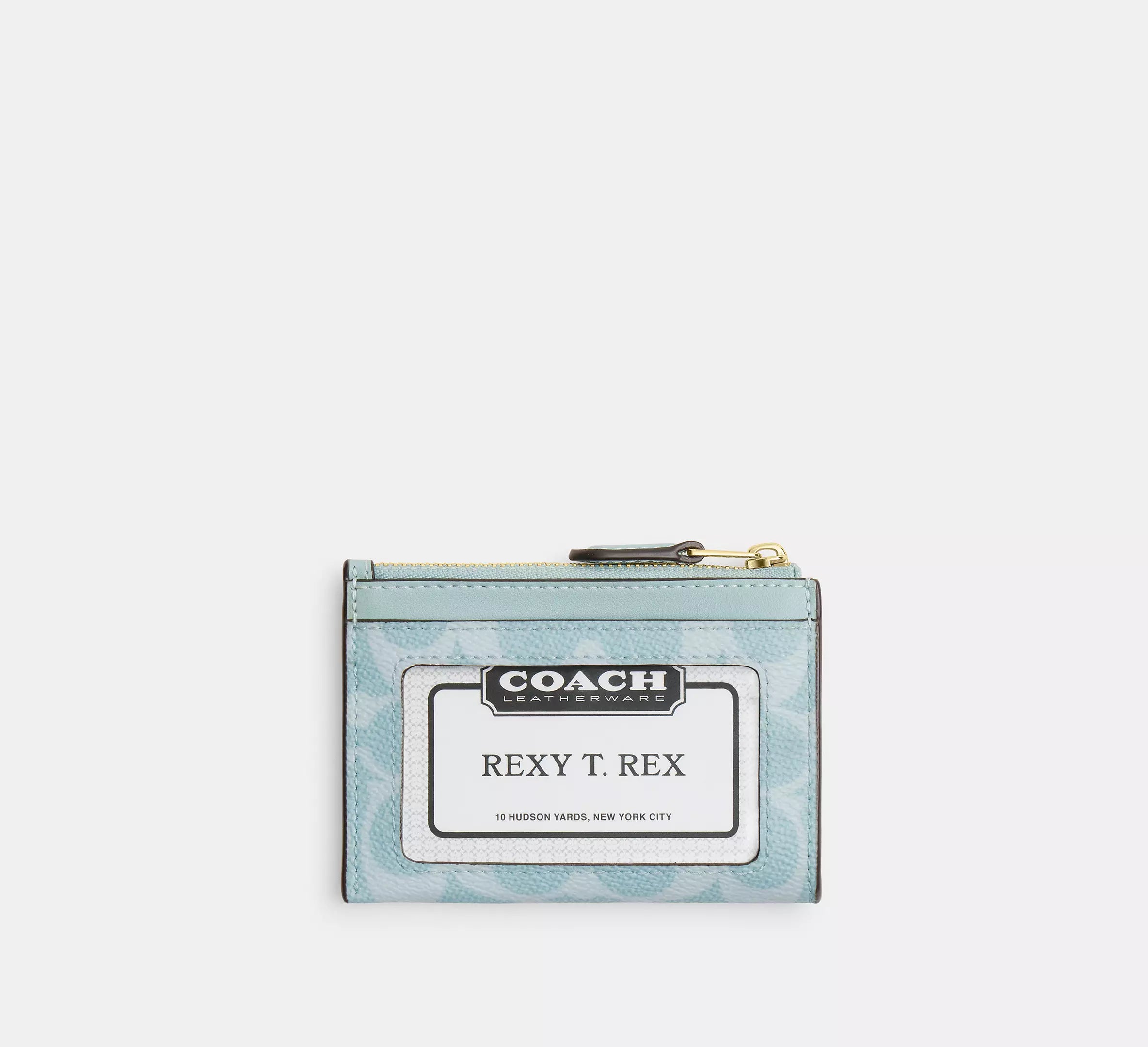 Coach Mini Skinny Id Case In Signature - Gold/Light Blue