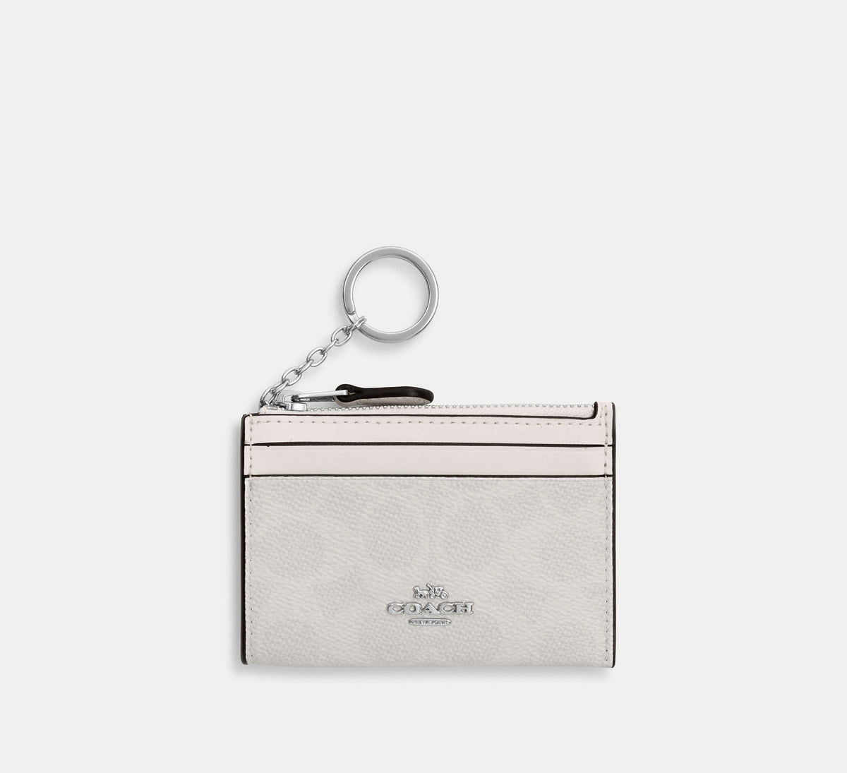 Coach Mini Skinny Id Case In Signature - Silver/White/Chalk