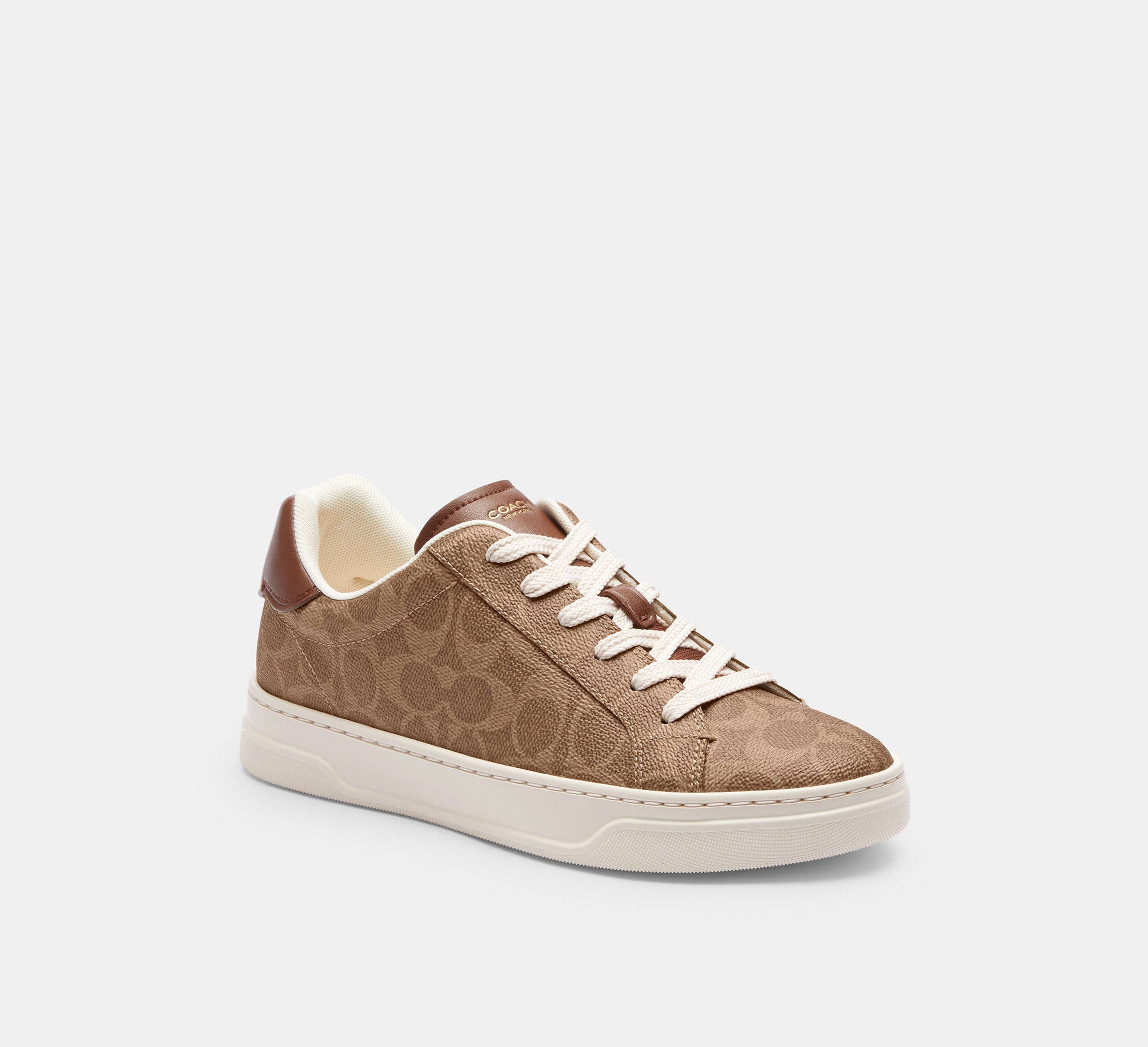 Coach Women's High Line Sneaker In Signature  - Brown Khaki